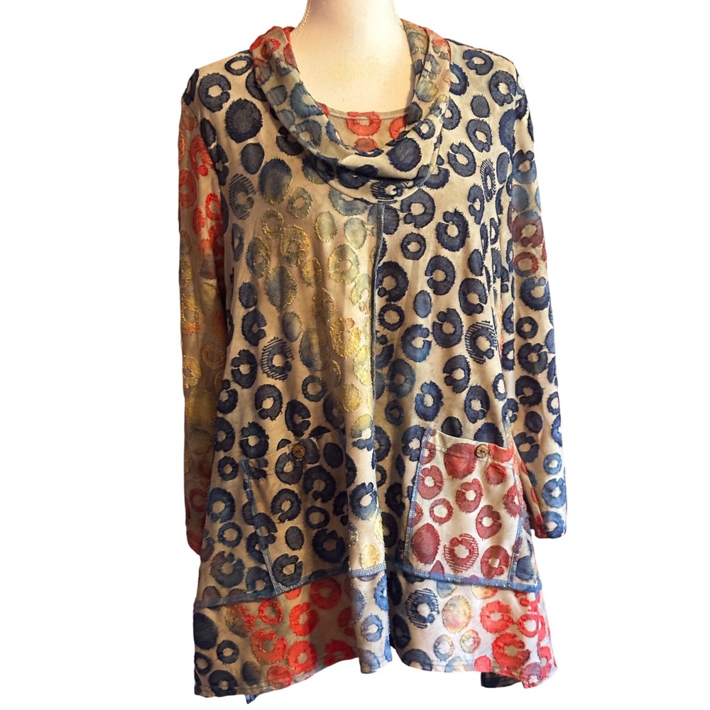 Ali Miles Large Tunic Top Art to Wear Boho Eclectic Whimsical Funky Avant Garde